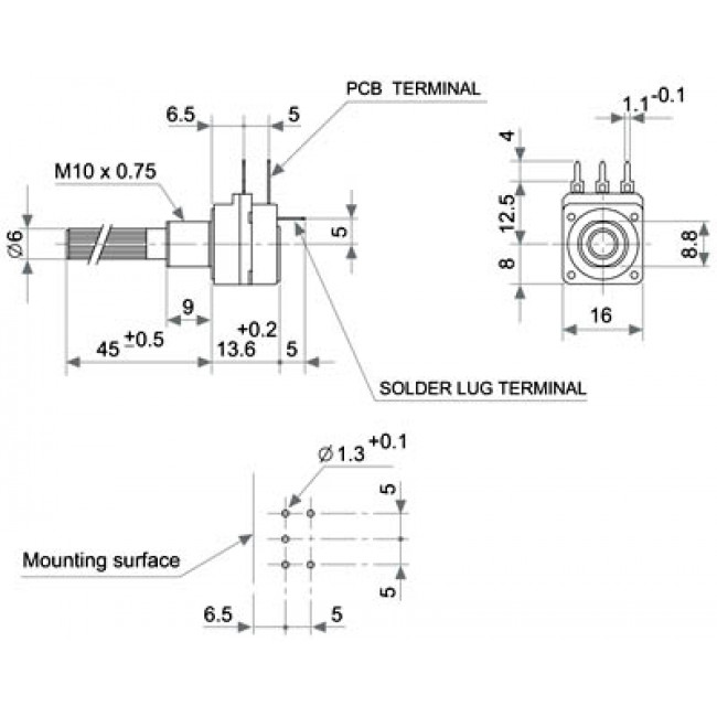 ΠΟΤEΝΣΙΟΜΕΤΡΟ PC16I-A 470K ME ΔΙΑΚΟΠΤΗ