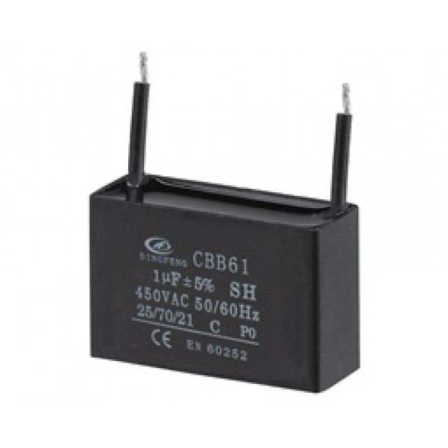1μF/450V AC ΠΥΚΝΩΤΗΣ ΜΟΝΙΜΟΥ ΛΕΙΤΟΥΡΓΙΑΣ  ΜΑΥΡΟΣ CBB61