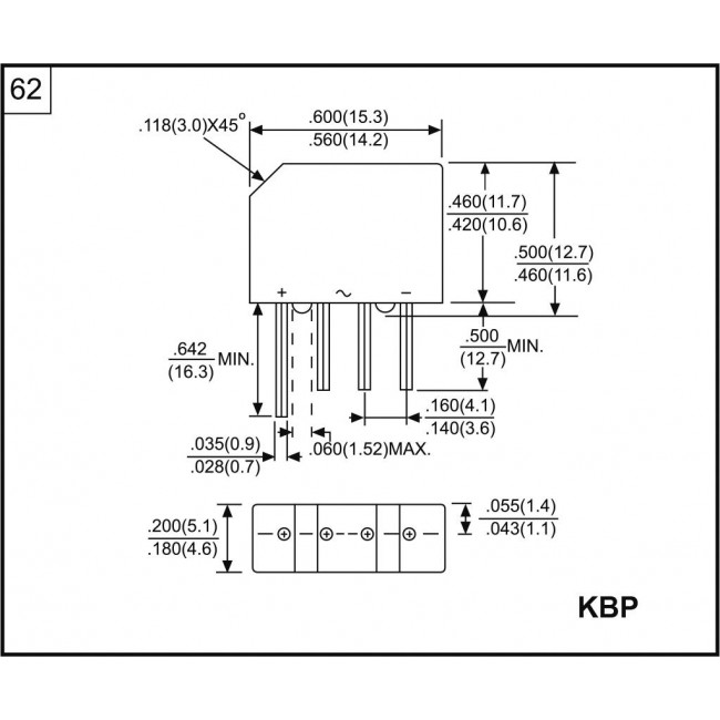 ΓΕΦΥΡΑ 2Α 600V ΠΛΑΚΕ KBP206G