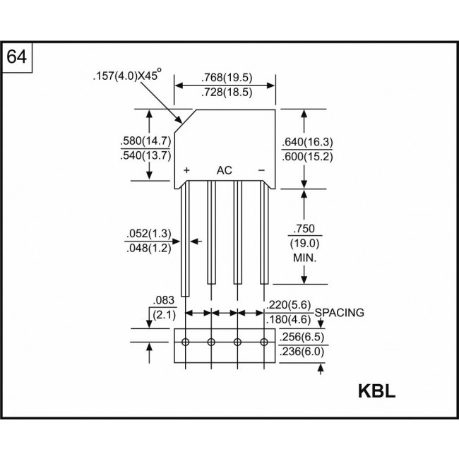 ΓΕΦΥΡΑ 4A 1000V ΠΛΑΚΕ KBL10