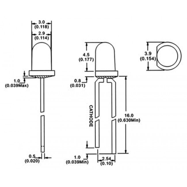 LED 3mm ΠΡΑΣΙΝΟ 5,6?85mcd 60° 2,1?2,6VDC