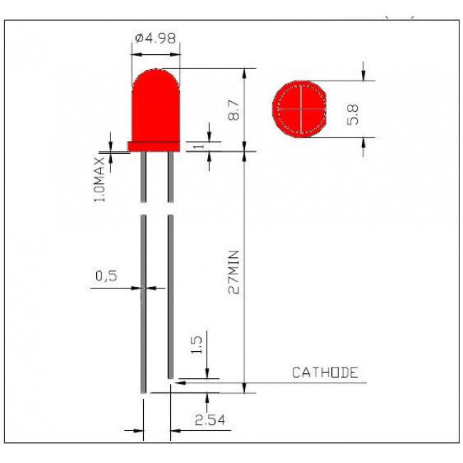 LED 5mm ULTRA ΚΟΚΚΙΝΟ