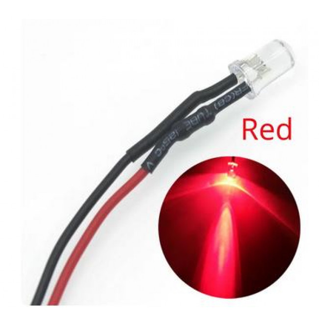 LED 5mm ΔΙΑΦANO KOKKINO 12V ΜΕ ΚΑΛΩΔΙΟ