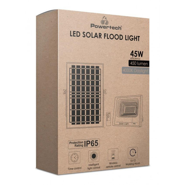 ΠΡΟΒΟΛΕΑΣ LED 40W ΜΕ ΗΛΙΑΚΟ ΠΑΝΕΛ 4000K, 450lm, 5000mA, IP65