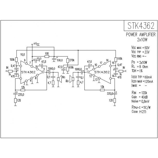 STK 4362 IC DUAL POWER AMPLIFIER