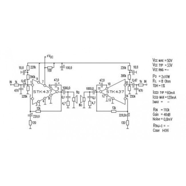 STK 437 IC STEREO AUDIO AMPLIFIER 2X10W