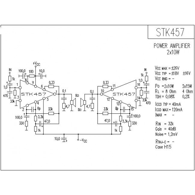STK 457 IC STEREO POWER AMPLIFIER