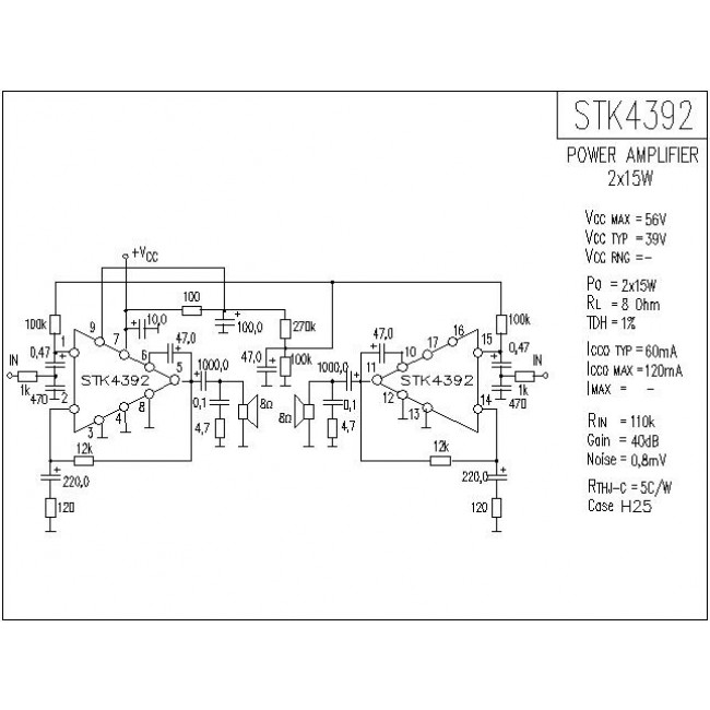 STK 4392 IC DUAL POWER AMPLIFIER