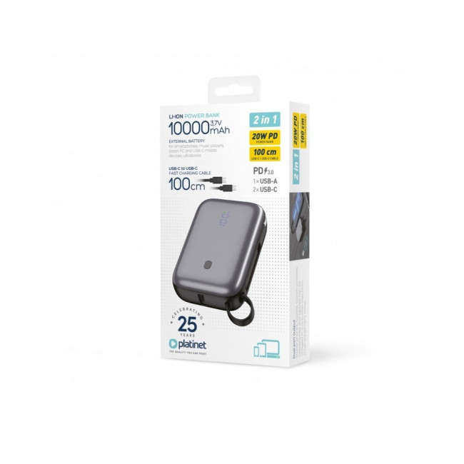POWER BANK 10000mAh 20W PD3.0 + 2xQC3.0 ΜΑΥΡΟ PLATINET