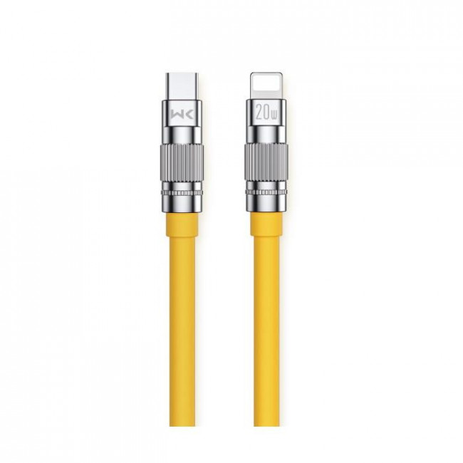 USB TYPE C ΑΡΣΕΝΙΚΟ - LIGHTNING ΑΡΣΕΝΙΚΟ 6Α ΚΑΛΩΔΙΟ 1m PD20W WDC-187 WK ΚΙΤΡΙΝΟ