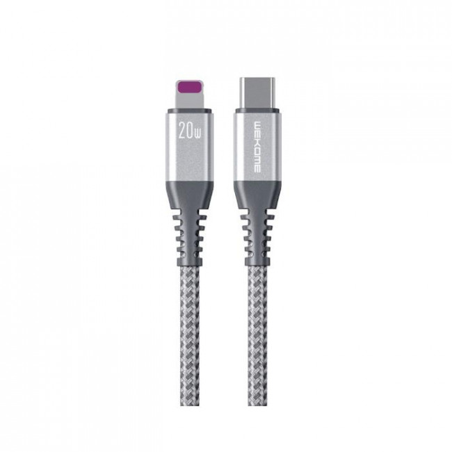 USB TYPE C ΑΡΣΕΝΙΚΟ - LIGHTNING ΑΡΣΕΝΙΚΟ 6Α ΚΑΛΩΔΙΟ 1m PD20W WDC-171 WK ΑΣΗΜΙ