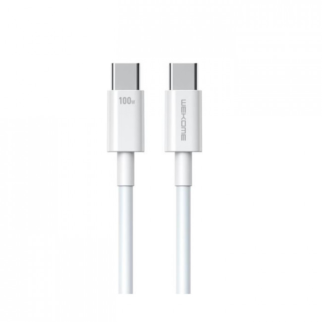 USB TYPE C- USB TYPE C 5Α ΚΑΛΩΔΙΟ 1m 100W WK WDC-182 ΛΕΥΚΟ