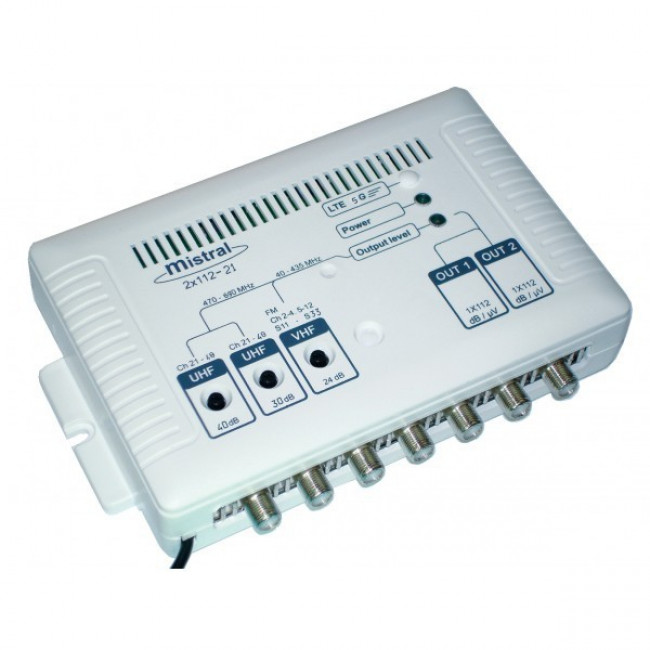 2X112 5G ΚΕΝΤΡΙΚΟΣ ΕΝΙΣΧΥΤΗΣ 2UHF 40/30dB MISTRAL