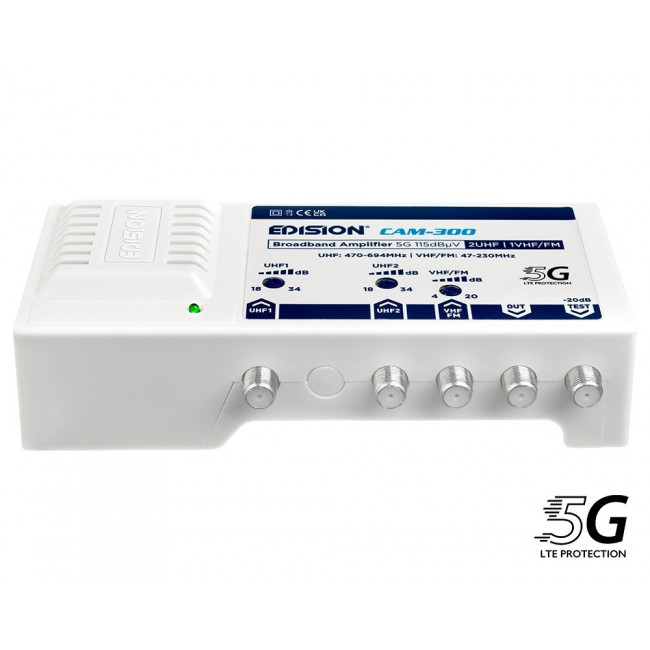 CAM-300 ΕΝΙΣΧΥΤΗΣ ΚΕΝΤΡΙΚΟΣ ΜΕ ΔΥΟ ΕΙΣΟΔΟΥΣ UHF 5G 115dBμV EDISION