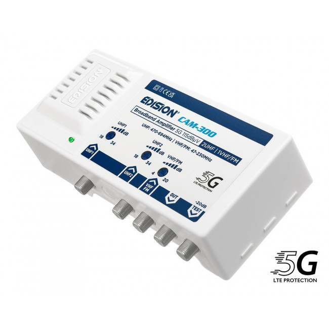 CAM-300 ΕΝΙΣΧΥΤΗΣ ΚΕΝΤΡΙΚΟΣ ΜΕ ΔΥΟ ΕΙΣΟΔΟΥΣ UHF 5G 115dBμV EDISION