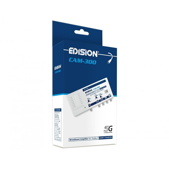 CAM-300 ΕΝΙΣΧΥΤΗΣ ΚΕΝΤΡΙΚΟΣ ΜΕ ΔΥΟ ΕΙΣΟΔΟΥΣ UHF 5G 115dBμV EDISION