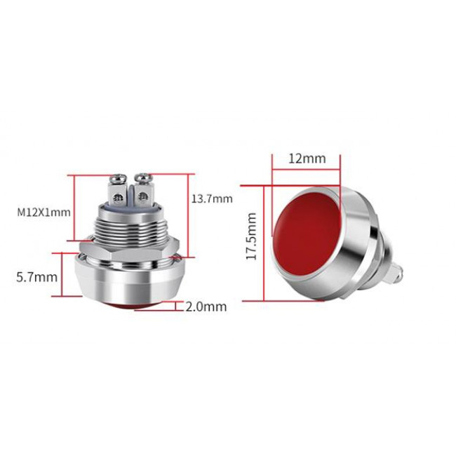 ΜΠΟΥΤΟΝ ΣΤΡΟΓΓΥΛΟ 12mm ΑΔΙΑΒΡΟΧΟ ΠΡΑΣΙΝΟ 3A FT 12QA