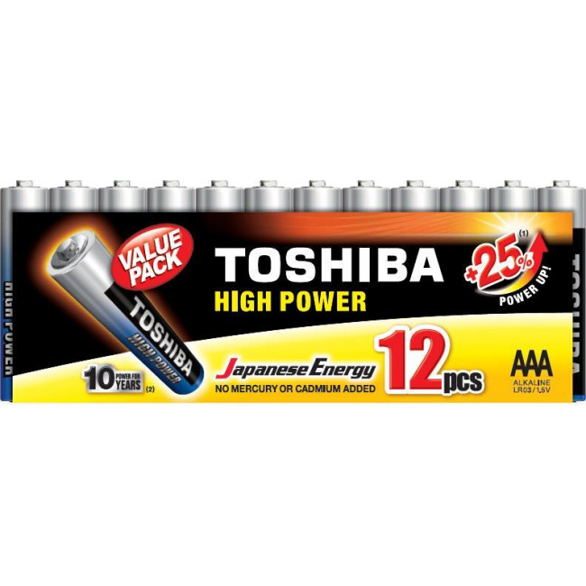 LR03 AAA ΣΕΤ ΜΠΑΤAPΙΕΣ ΑΛΚΑΛΙΚΕΣ 12ΤΕΜ TOSHIBA HIGH POWER