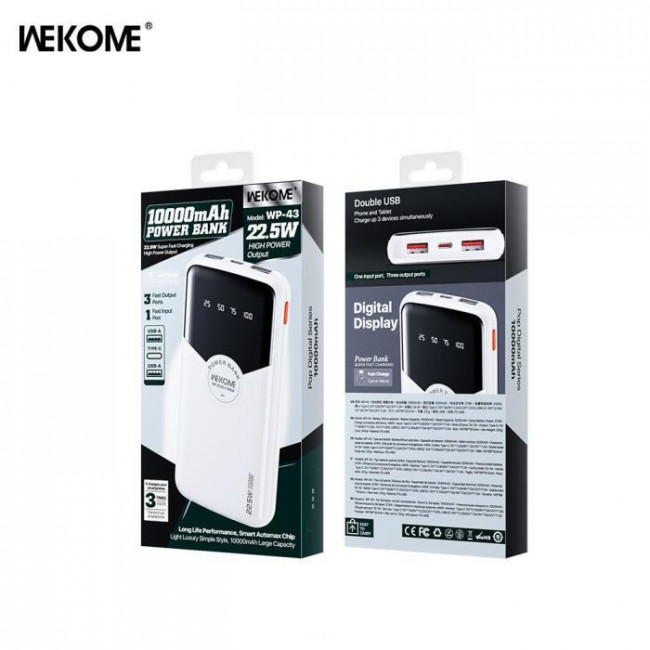 POWER BANK 10000mAh 22.5W PDx1 + QC2.0x2 WK WP-43