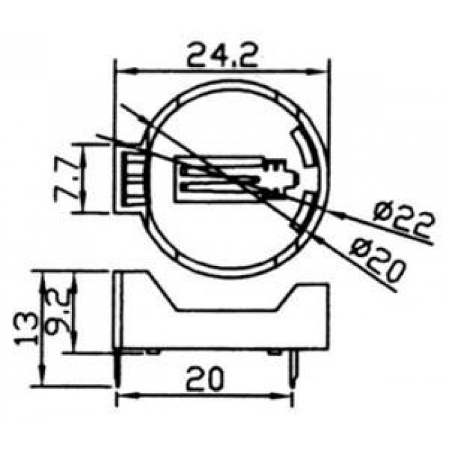 ΜΠΑΤΑΡΙΟΘΗΚΗ ΓΙΑ CR 2032 ΚΑΡΦΩΤΗ ΟΡΙΖΟΝΤΙΑ