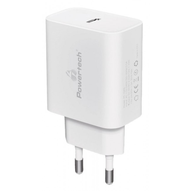 PT 1043 ΤΡΟΦΟΔΟΤΙΚΟ 220V USB TYPE-C PD&QC ΤΑΧΥΦΟΡΤΙΣΤΗΣ 30W POWERTECH ΛΕΥΚΟ
