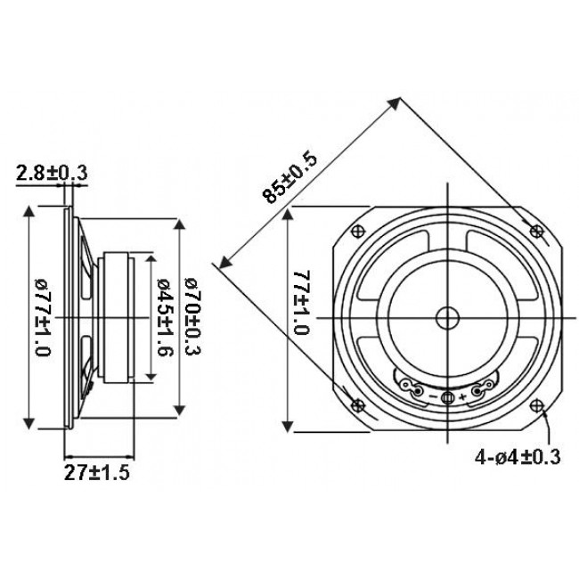 EKS 7777 ΜΕΓΑΦΩΝΟ 3W 8Ω 3" 77x77mm