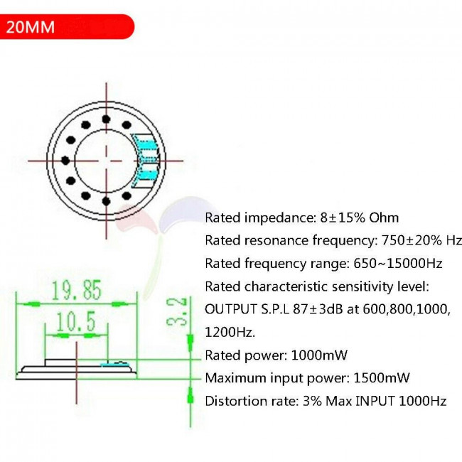 20mm (21mm) MΕΓΑΦΩΝΟ 8Ω 1W