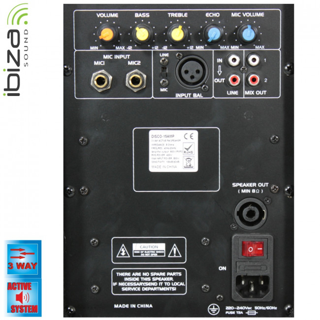 DISCO 15AMP ΗΧΕΙΟ 3 ΔΡΟΜΩΝ 8" 400W ΑΥΤΟΕΝΙΣΧΥΟΜΕΝΟ