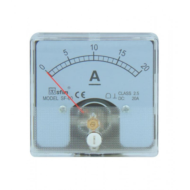 20A DC ΑΝΑΛΟΓΙΚΟ ΑΜΠΕΡΟΜΕΤΡΟ 60x60 ΜΕ ΕΝΣΩΜΑΤΩΜΕΝΟ SHUNT
