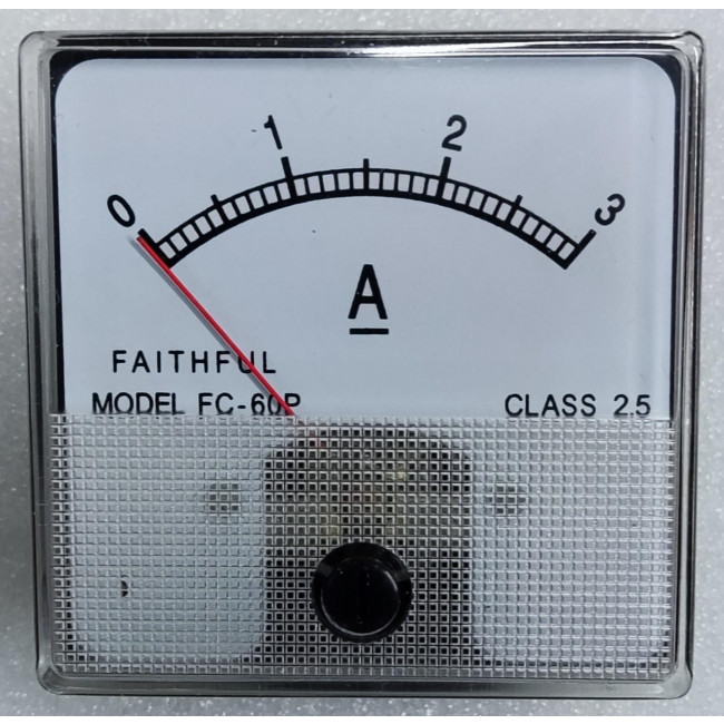 3A DC ΑΝΑΛΟΓΙΚΟ ΑΜΠΕΡΟΜΕΤΡΟ 60x60mm FC-60P