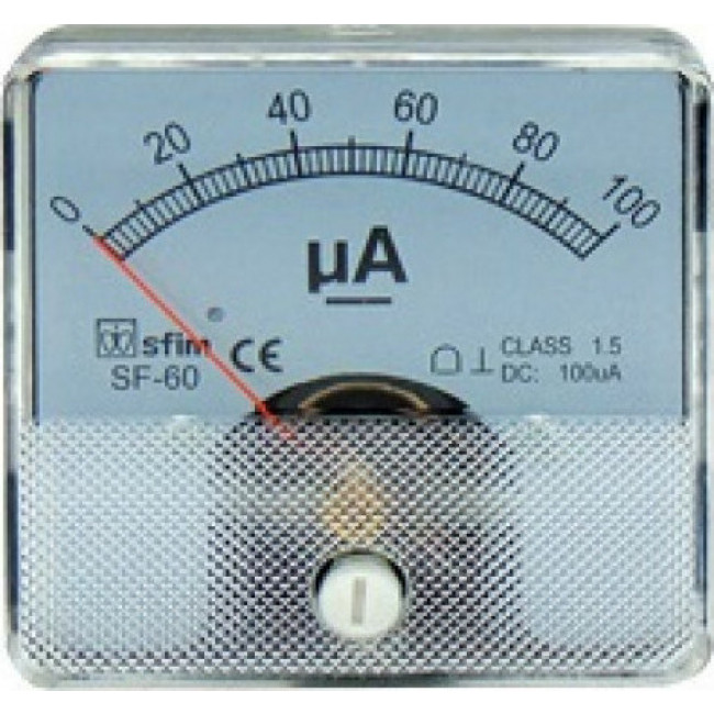100μA DC ΑΝΑΛΟΓΙΚΟ ΑΜΠΕΡΟΜΕΤΡΟ 60x60mm FC-60P