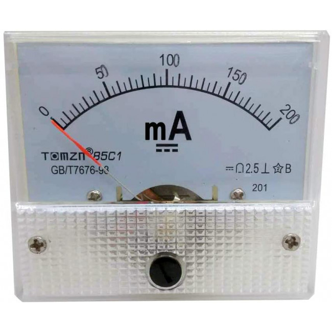200mΑ DC ΑΝΑΛΟΓΙΚΟ ΑΜΠΕΡΟΜΕΤΡΟ 60x60mm FC-60P