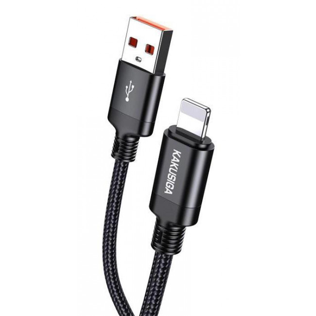 USB A - LIGHTNING ΚΑΛΩΔΙΟ 1m 3A 480Mbps ΜΑΥΡΟ  KAKUSIGA KSC-970