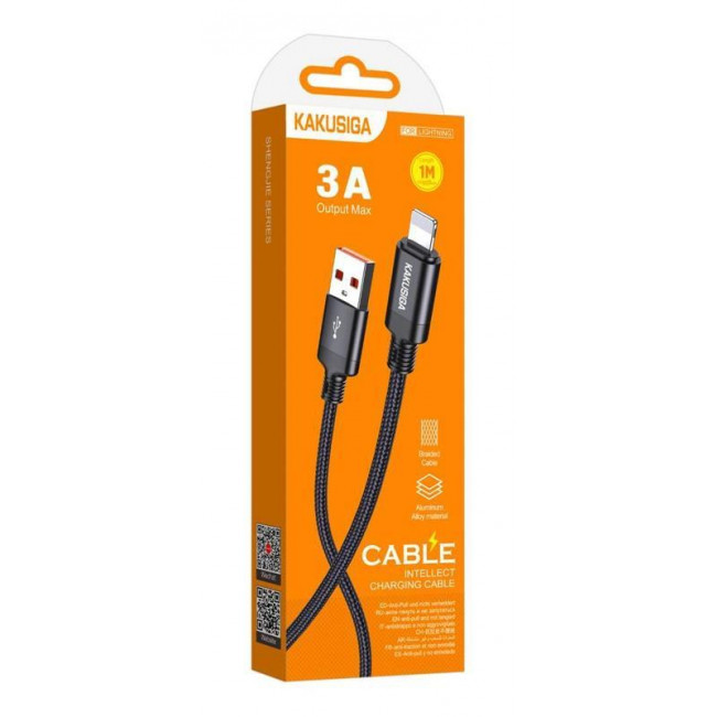 USB A - LIGHTNING ΚΑΛΩΔΙΟ 1m 3A 480Mbps ΜΑΥΡΟ  KAKUSIGA KSC-970