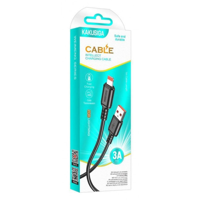 USB A - LIGHTNING ΚΑΛΩΔΙΟ 1m 3A 480Mbps ΜΑΥΡΟ 15W