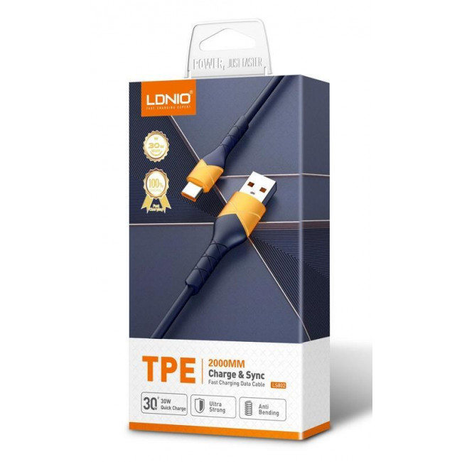 USB A - LIGHTNING ΚΑΛΩΔΙΟ 2m 30W ΛΕΥΚΟ LS802