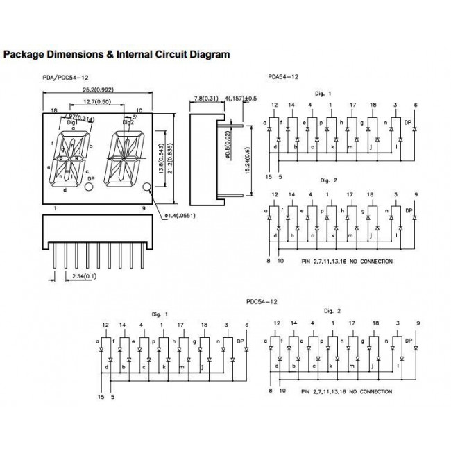 DISPLAY LED ΚΟΙΝΗΣ ΚΑΘΟΔΟΥ ΔΙΠΛΟ KΙΤΡΙΝΟ 13,5mm PDC54-11ΥWA