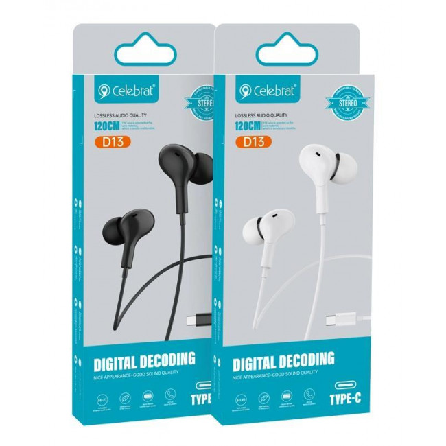 D13 HANDSFREE USB-C 1.2m CELEBRAT ΜΑΥΡΑ
