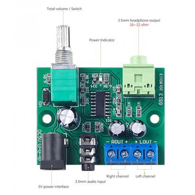 EΝΙΣΧΥΤΗΣ ΑΚΟΥΣΤΙΚΩΝ 2Χ3W/5V