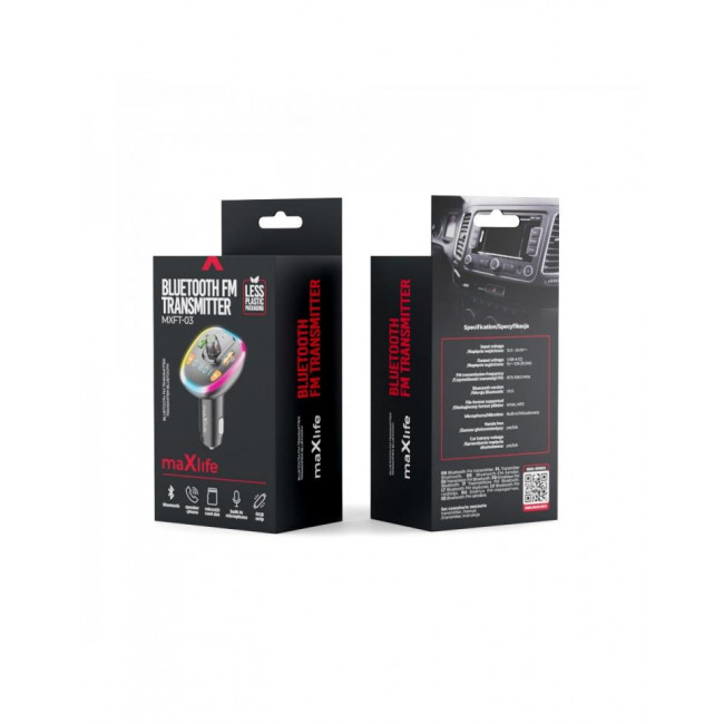 FM TRANSMITTER BLUETOOTH V5.0 RGB MAXLIFE MXFT-03