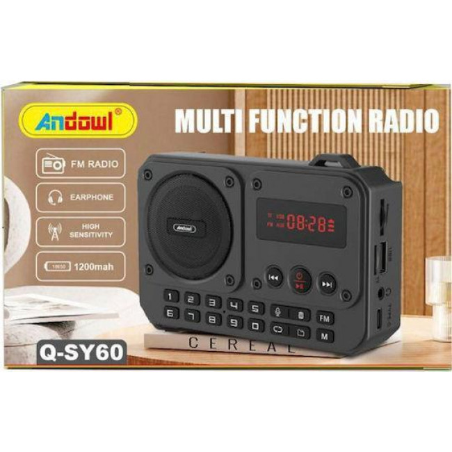 ΡΑΔΙΟΦΩΝΟ ΦΟΡΗΤΟ ΨΗΦΙΑΚΟ ΕΠΑΝΑΦΟΡΤΙΖΟΜΕΝΟ ΜΕ BLUETOOTH ANDOWL Q-SY60