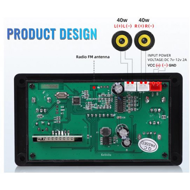 BLUETOOTH MP3 USB PLAYER FM ΡΑΔΙΟ ΜΕ ΕΝΙΣΧΥΤΗ 2Χ40W