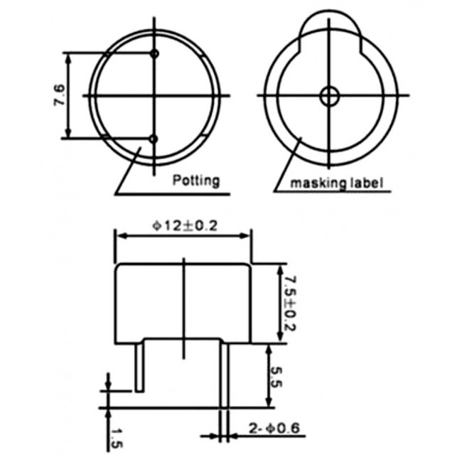 BUZZER - ΒΟΜΒΗΤΗΣ 12V DC KPX 1212UB 85dB
