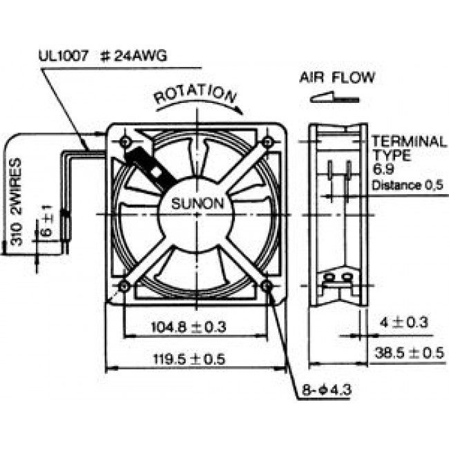 ΑΝΕΜΙΣΤΗΡΑΣ 220V 120x120x38mm ΚΟΥΖΙΝΕΤΟ SUNON