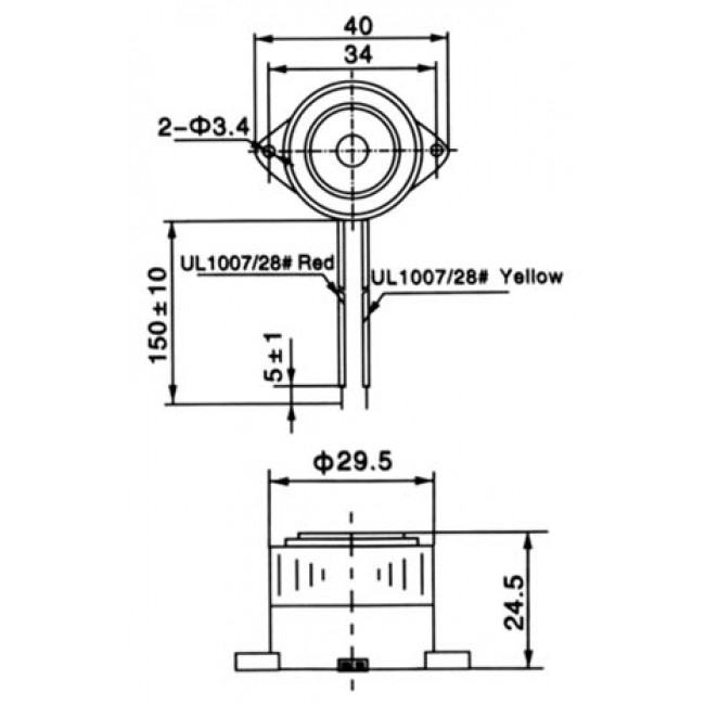 BUZZER - ΒΟΜΒΗΤΗΣ ΚΑΛΩΔΙΟΥ 12VDC 85DB KPI-G2913L