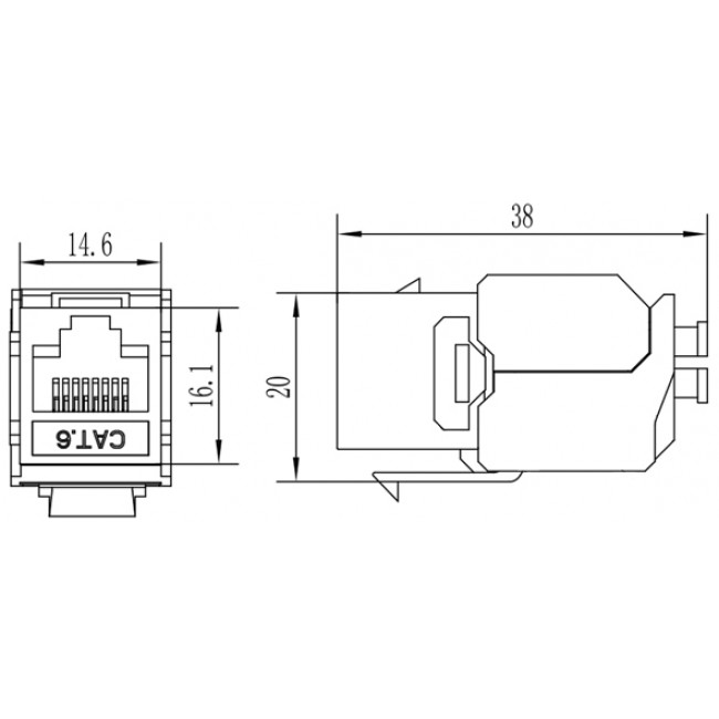 KEYSTONE JACK RJ45 UTP CAT-6 TOOLESS180°