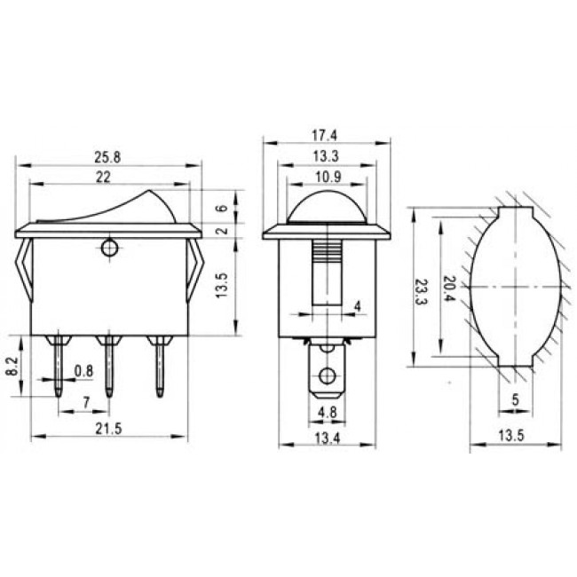 ΔΙΑΚΟΠΤΗΣ ΚΟΥΝΙΑΣ ΟΒΑΛ ON-OFF 3 ΕΠΑΦΩΝ 10A/250V RK2 37