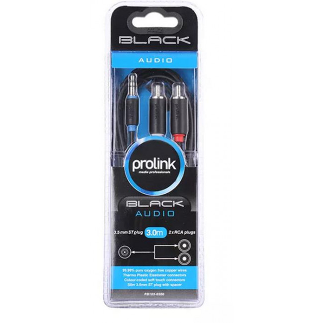 3.5mm STEREO ΑΡΣΕΝΙΚΟ - 2RCA ΑΡΣΕΝΙΚΑ  ΚΑΛΩΔΙΟ 5m PROLINK