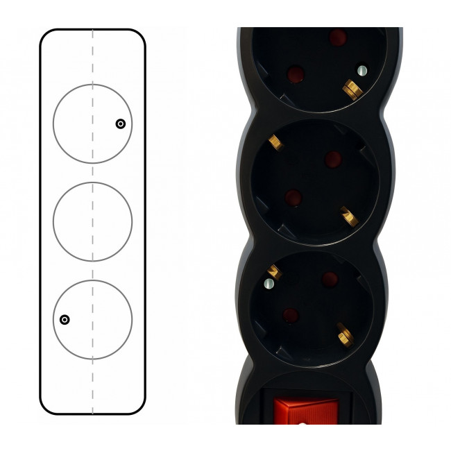 ΠΟΛΥΠΡΙΖΟ 3 ΘΕΣΕΩΝ ΜΕ ΔΙΑΚΟΠΤΗ ΚΑΙ ΚΑΛΩΔΙΟ 3x1.5mm/1.5m  ΜΑΥΡΟ