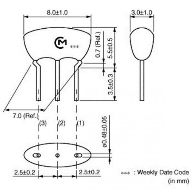 4.000.000 ΚHz ΚΡΥΣΤΑΛΛΟΣ ΚΕΡΑΜΙΚΟΣ 3pin